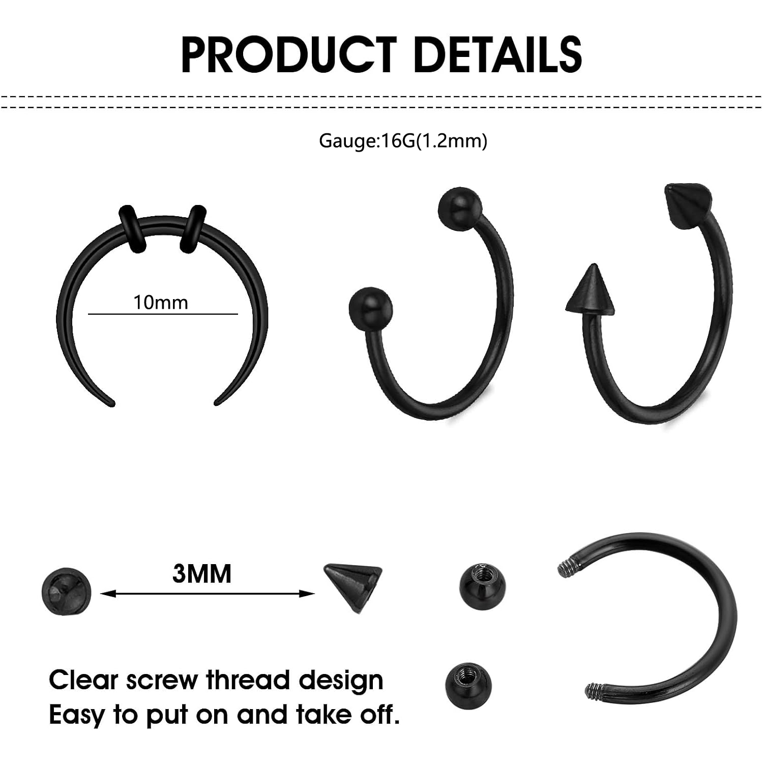 15pcs Set septum nez anneaux a - Body Jewelry Replacement Ball avis et prix