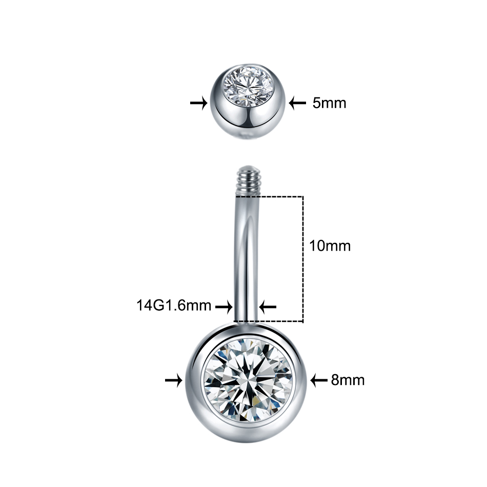 1PC 14G strass Piercing Nombri - Body Jewelry Surgical Steel avis et prix